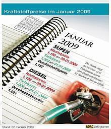 Kraftstoffpreise im Januar 2009. Foto: ADAC